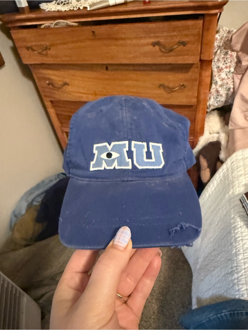 Disney Blue 'MU' Embroidered Kids Baseball Cap
